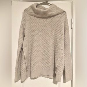 Lucky Brand turtleneck tunic wool sweater with side buttons
